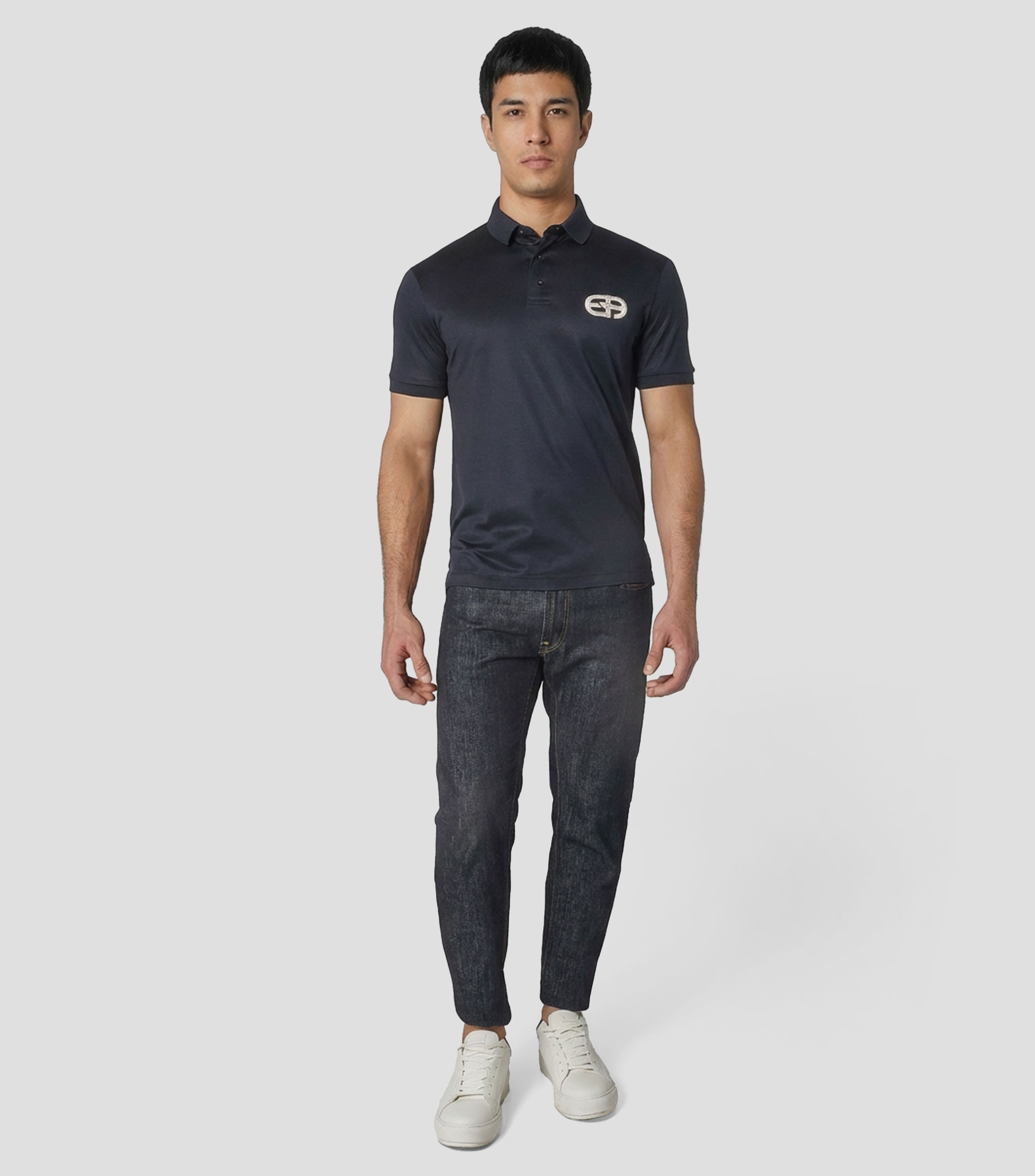 Playera tipo polo de manga corta con logotipo Hombre